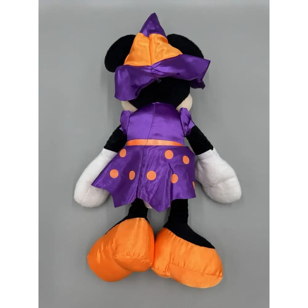 Disney Minnie Mouse Halloween Witch Plush 17” Stuffed Doll Purple Orange Outfit